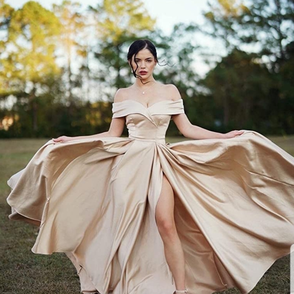 Champagne satin Ball gown